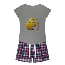 Load image into Gallery viewer, Taurus Girls Sleepy Tee and Flannel Short
