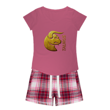 Load image into Gallery viewer, Taurus Girls Sleepy Tee and Flannel Short