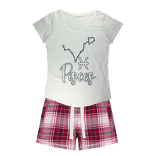 Load image into Gallery viewer, Pisces Girls Sleepy Tee and Flannel Short