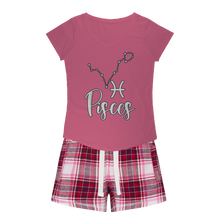 Load image into Gallery viewer, Pisces Girls Sleepy Tee and Flannel Short