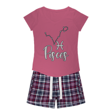 Load image into Gallery viewer, Pisces Girls Sleepy Tee and Flannel Short