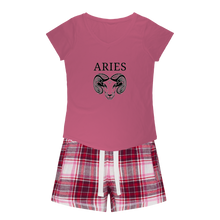 Load image into Gallery viewer, Aries Girls Sleepy Tee and Flannel Short