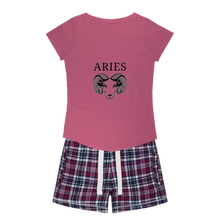Load image into Gallery viewer, Aries Girls Sleepy Tee and Flannel Short