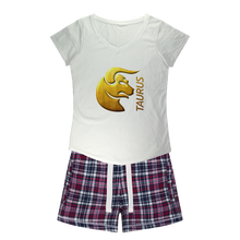 Load image into Gallery viewer, Taurus Girls Sleepy Tee and Flannel Short