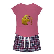 Load image into Gallery viewer, Taurus Girls Sleepy Tee and Flannel Short