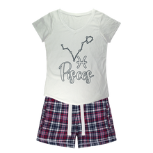 Load image into Gallery viewer, Pisces Girls Sleepy Tee and Flannel Short

